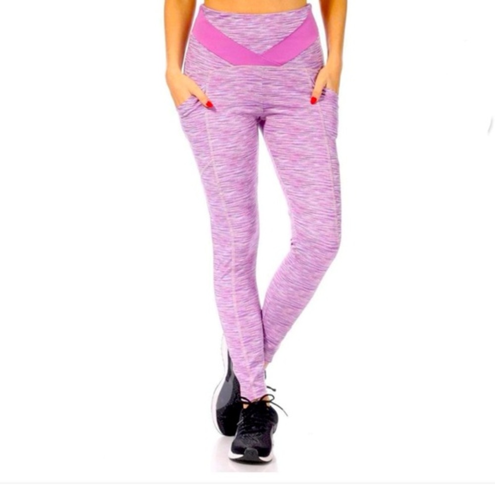 7/8 High Waist Leggings With V Shape Waist Women’s Lavender Space Dye Size M